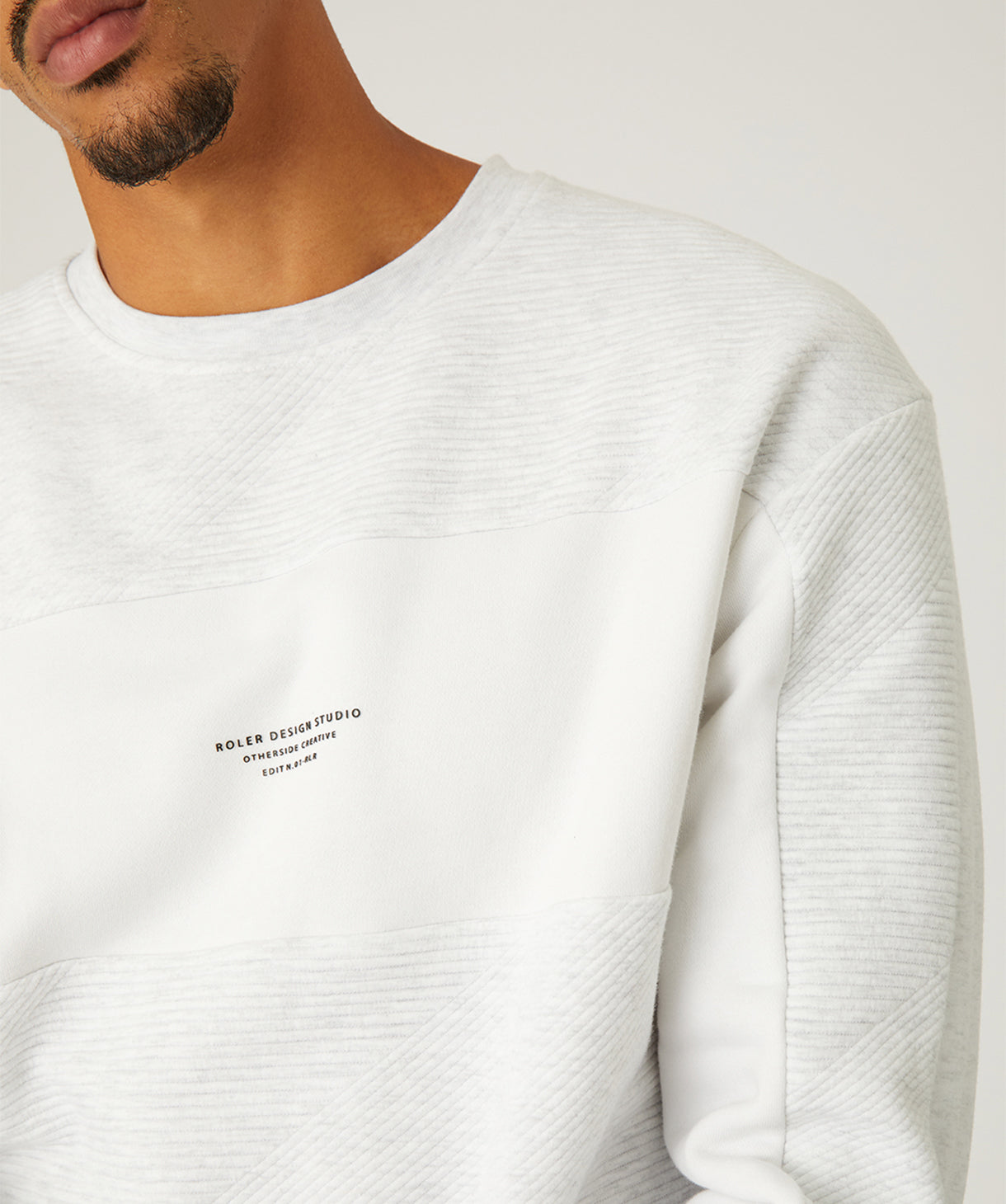 Ribbed Crew Neck Tee in Snow Marle