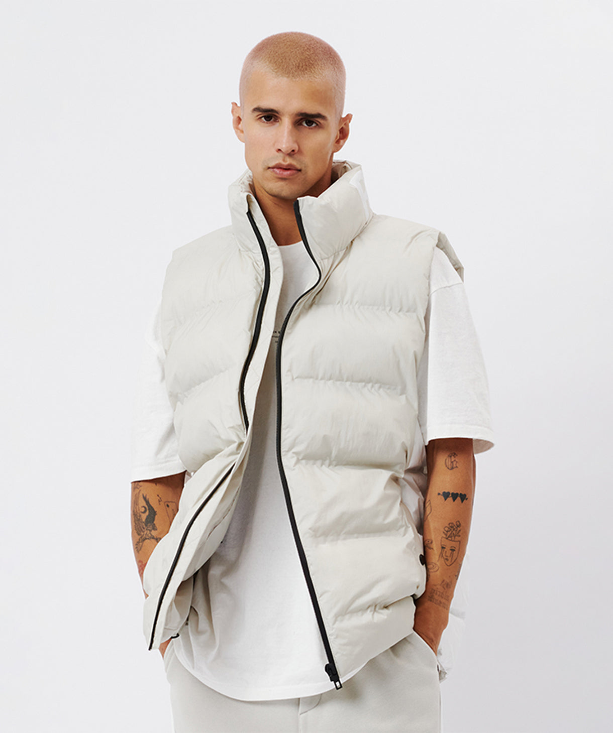 Roler The Moretti Puffer Vest - Stone | Shop Jackets for Men Online ...